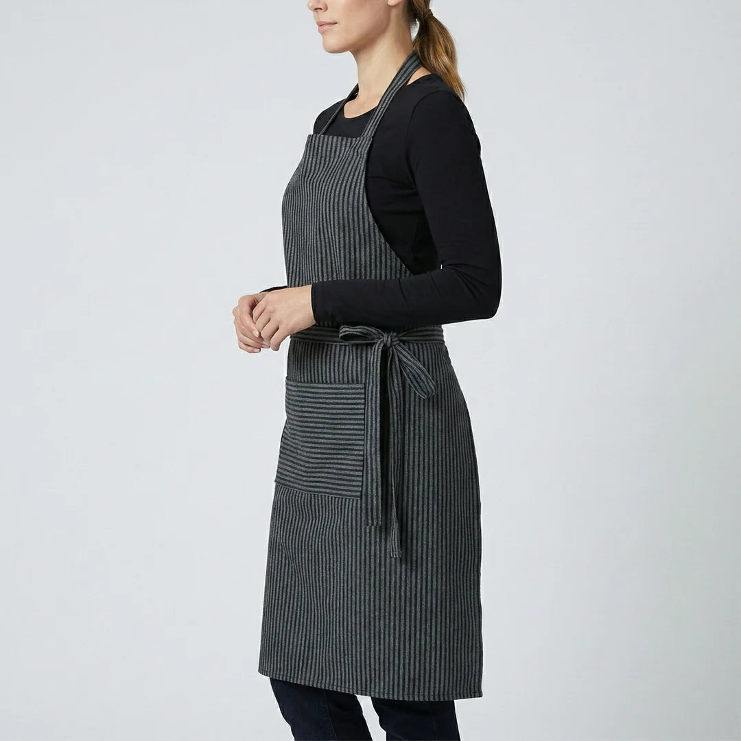 Gray & Black Striped Full Apron