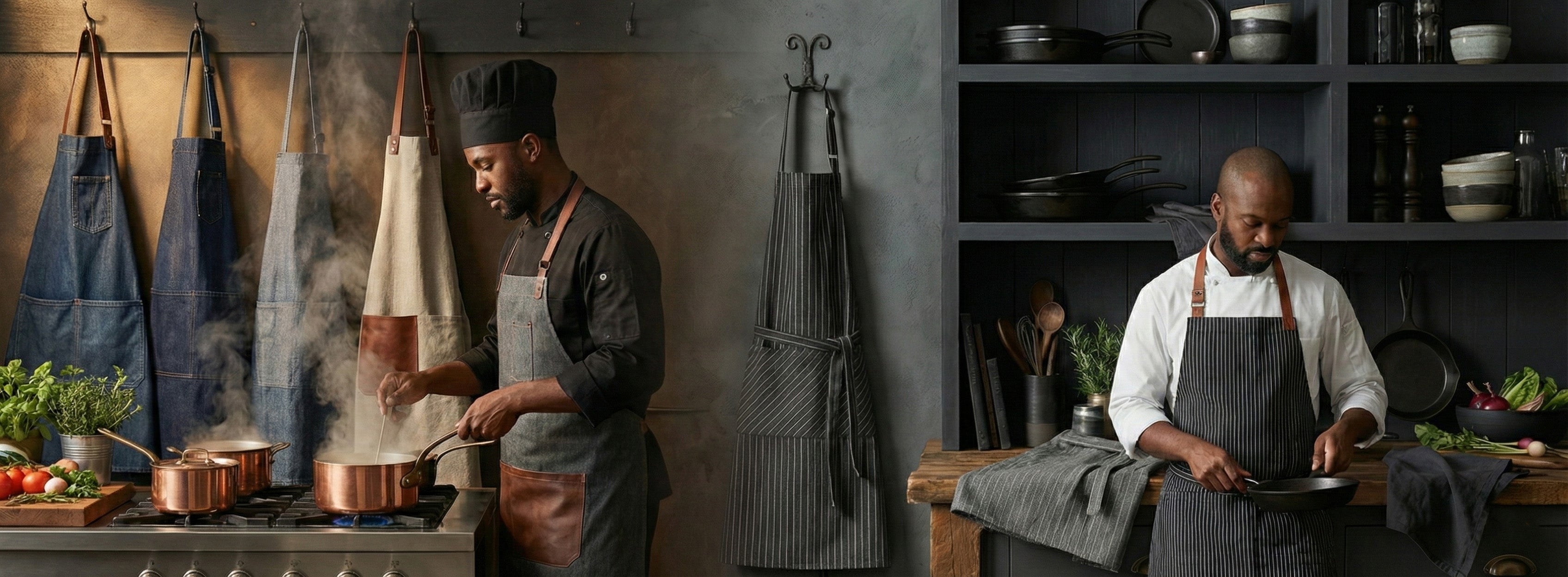 Durable chef aprons for restaurant and hotel kitchen staff