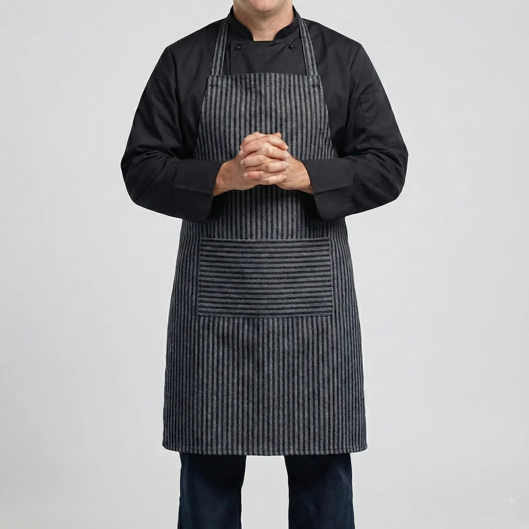 Gray & Black Striped Full Apron