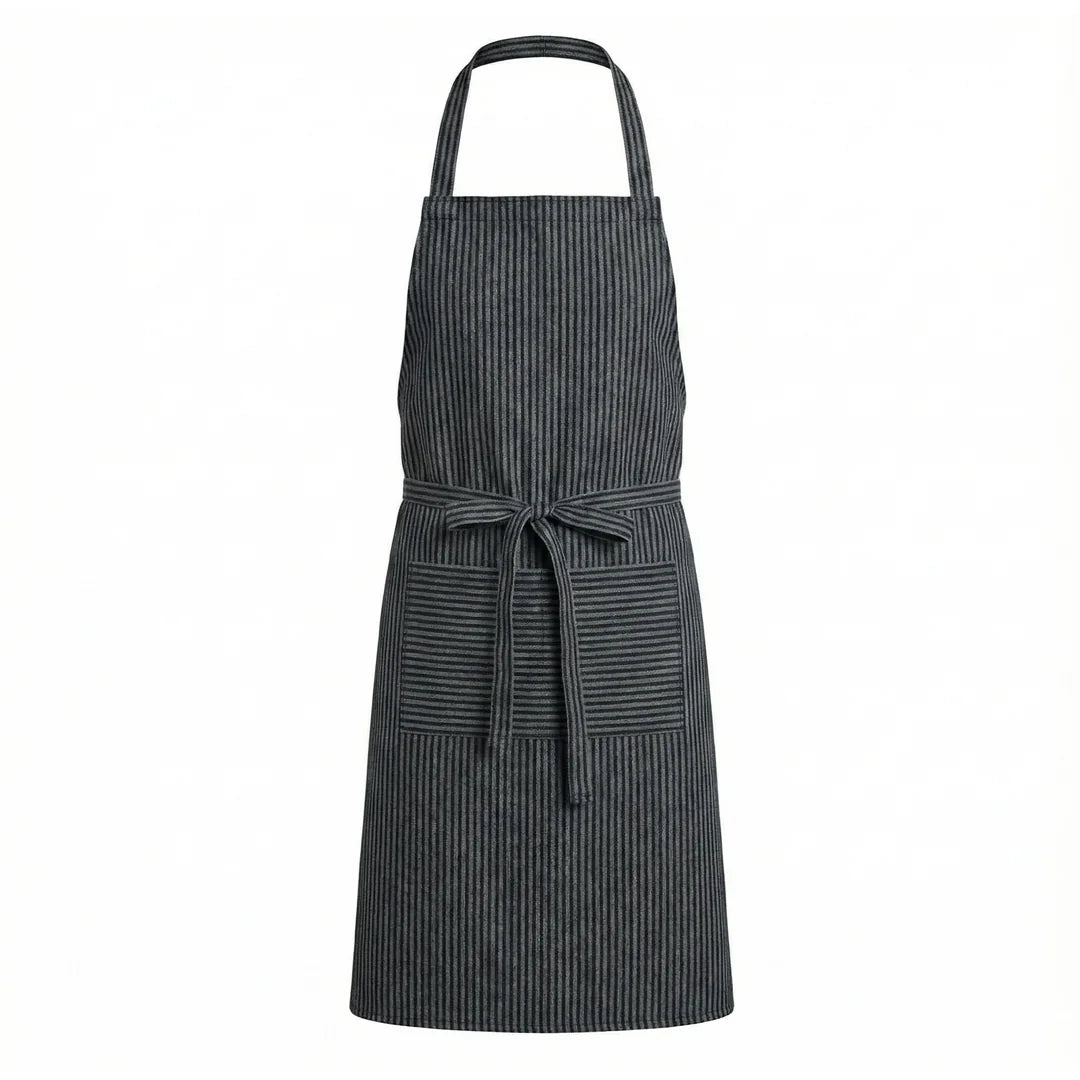 Gray & Black Striped Full Apron